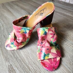 Patricia Nash Poema Leather Open Toe Mules Dress Sandals Size 9.5